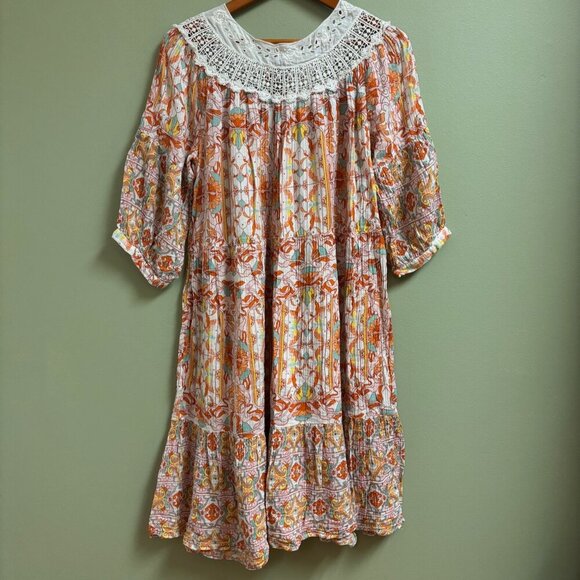 Anthropologie Dresses & Skirts - Anthropologie Women Midi Dress Size Sml Oversized Lace Floral Granny Cottagecore